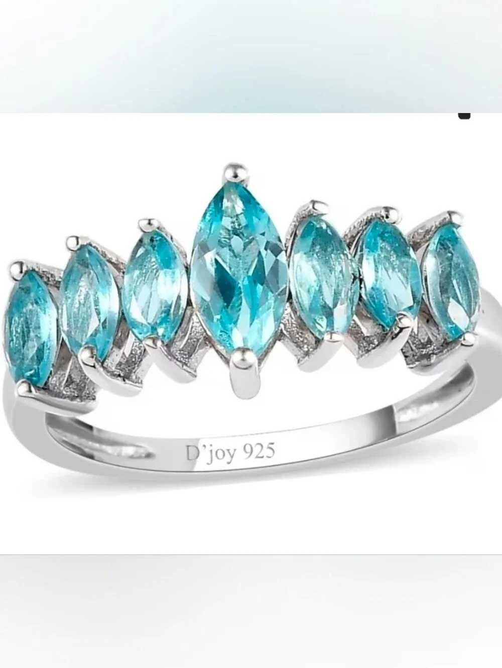 Genuine Paraiba Apatite in Platinum over Sterling Silver Sz 5! New